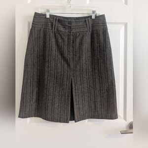 MEXX Herringbone Pinstripe Skirt Sz 10 Charcoal Brown Office Career Professional